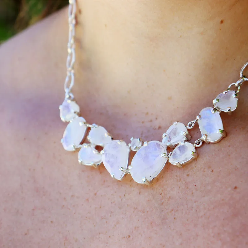 Moonstone Chunky Gemstone Bohemian Necklace