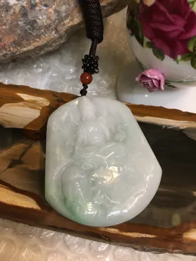 Natural Burma Green Jadeite Jade Buddha Pendant Necklace - Unique Gift Ideas !