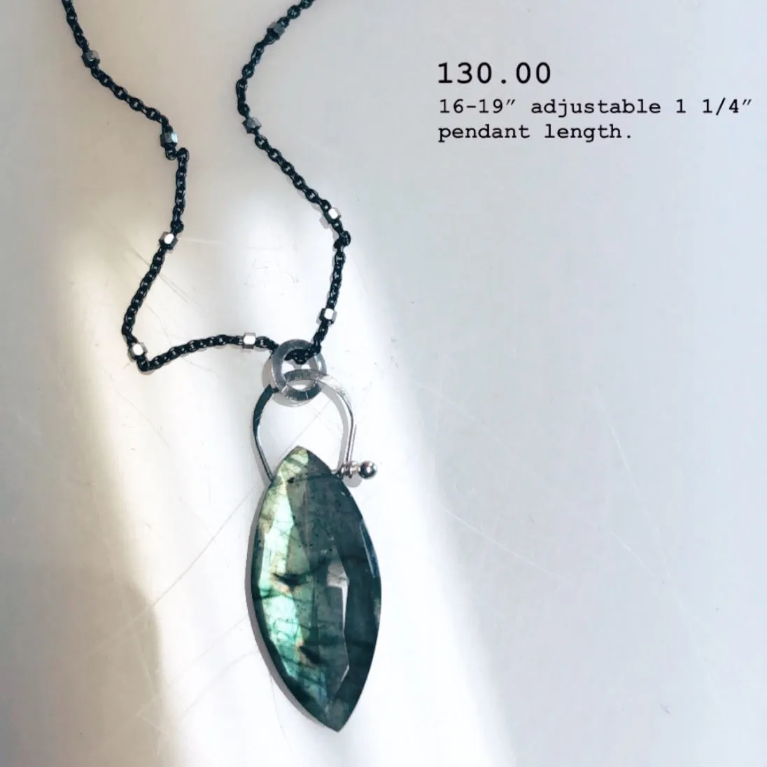 Oxi stirrup marquis labradorite Necklace