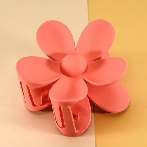 Peachy Coral Jumbo Flower Hair Claw Clip