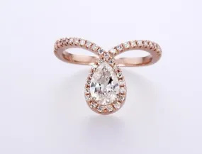 Pear Shape Halo Diamond Ring (1.22Ctw)