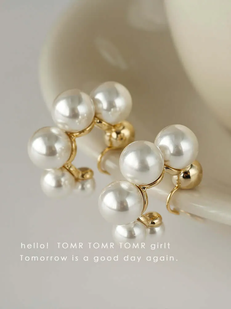 Pearls Gold Plated Clip on Earrings for Women