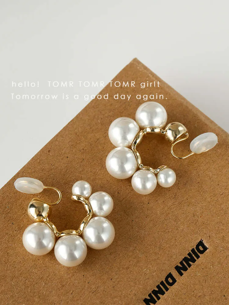 Pearls Gold Plated Clip on Earrings for Women