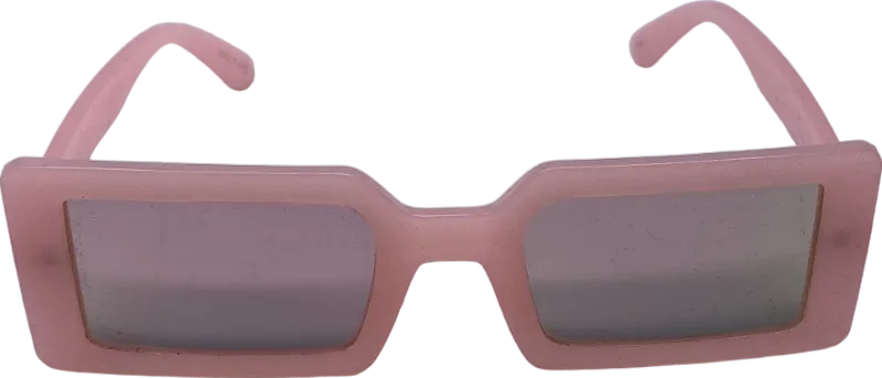 Pink Mirrored Rectangle Frame Sunglasses One Size