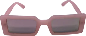 Pink Mirrored Rectangle Frame Sunglasses One Size