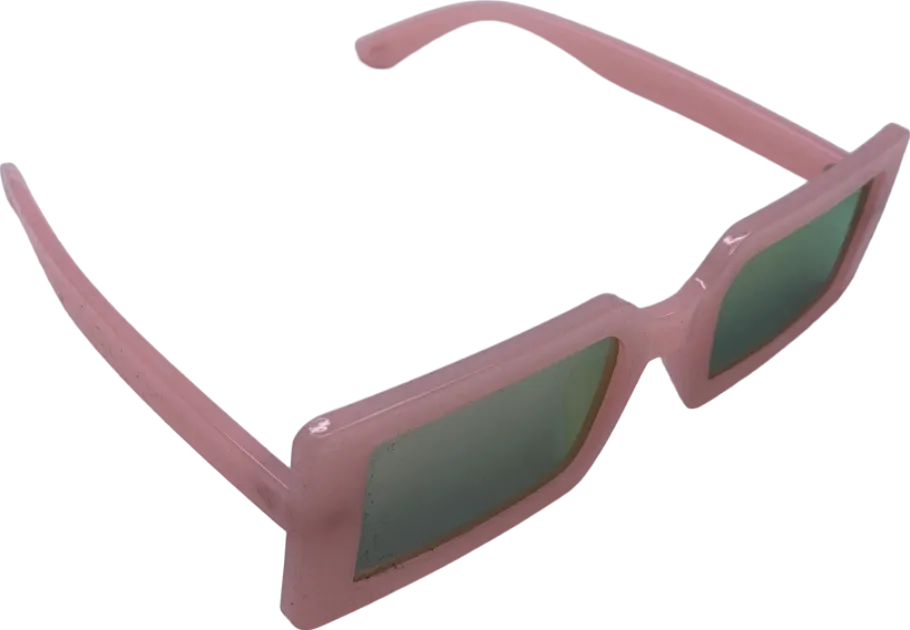 Pink Mirrored Rectangle Frame Sunglasses One Size