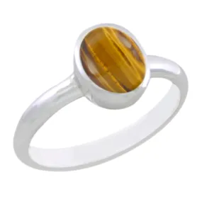 Pulchritudinous Gems Tiger Eye 925 Silver Ring Minimalist Jewelry