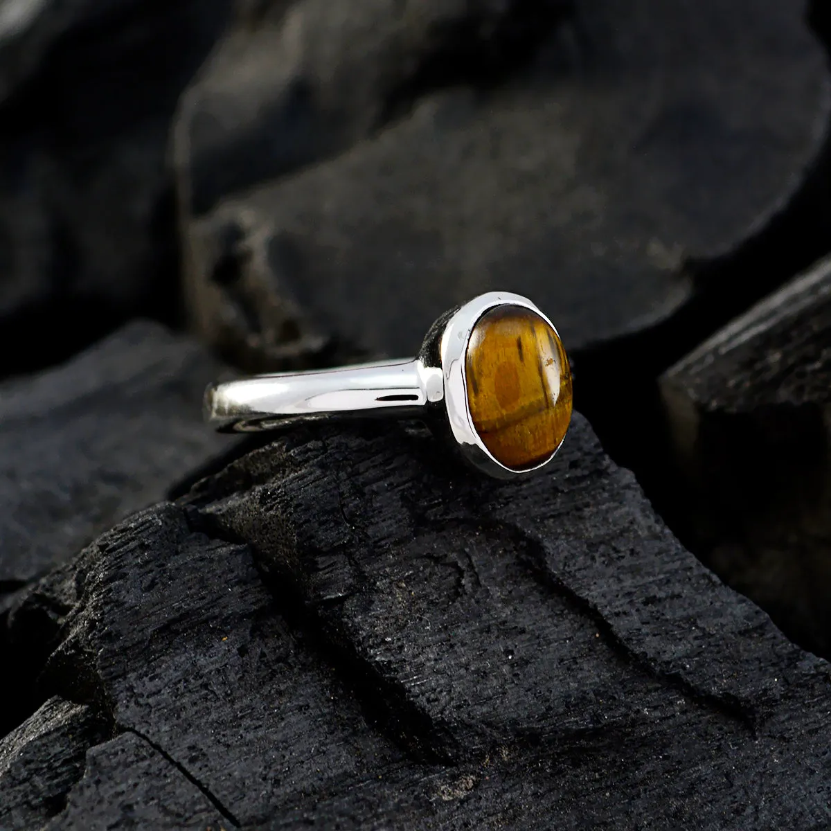 Pulchritudinous Gems Tiger Eye 925 Silver Ring Minimalist Jewelry