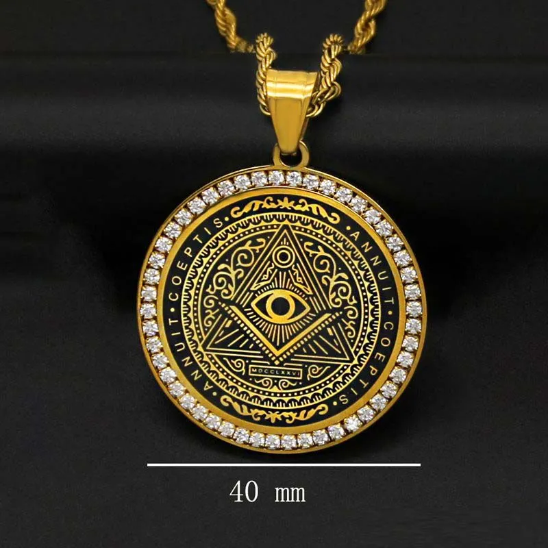 Pyramid Round Enamel Pendant