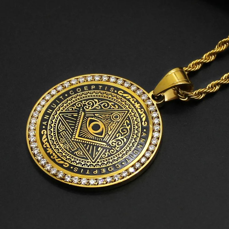 Pyramid Round Enamel Pendant