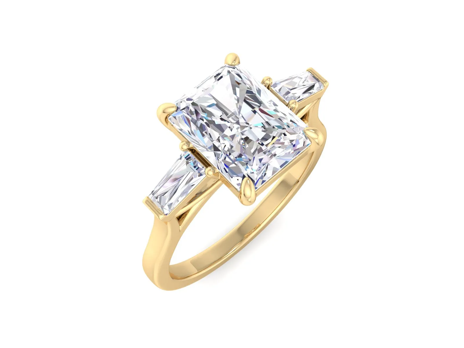 Radiant cut Diamond Three Stone Ring