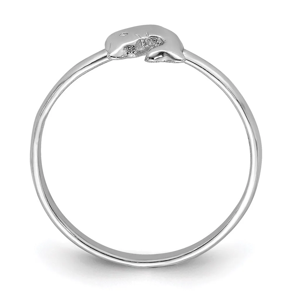 Rhodium-Plated Polished Dolphin Children's Ring in Sterling Silver