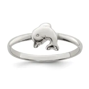 Rhodium-Plated Polished Dolphin Children's Ring in Sterling Silver