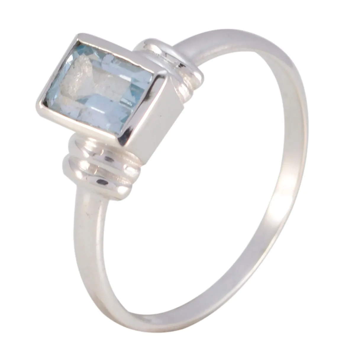 Riyo Aesthetic Gemstones Blue Topaz 925 Ring Jewelry Storage Mirror