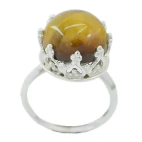 Riyo Delicate Gemstones Tiger Eye Sterling Silver Ring Mom Gift