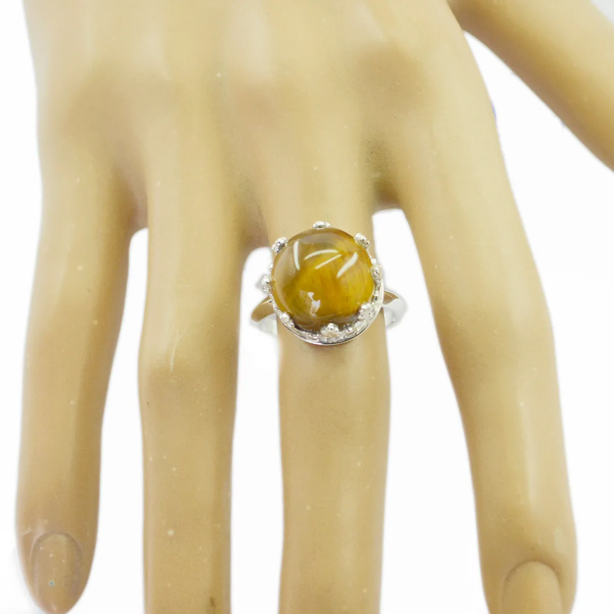 Riyo Delicate Gemstones Tiger Eye Sterling Silver Ring Mom Gift