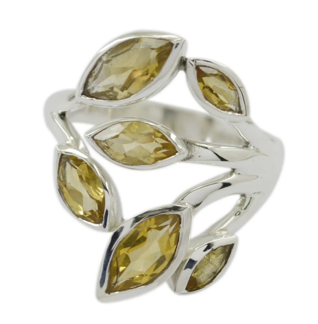 Riyo Drop-Dead Stone Citrine 925 Sterling Silver Ring Teeth Jewelry