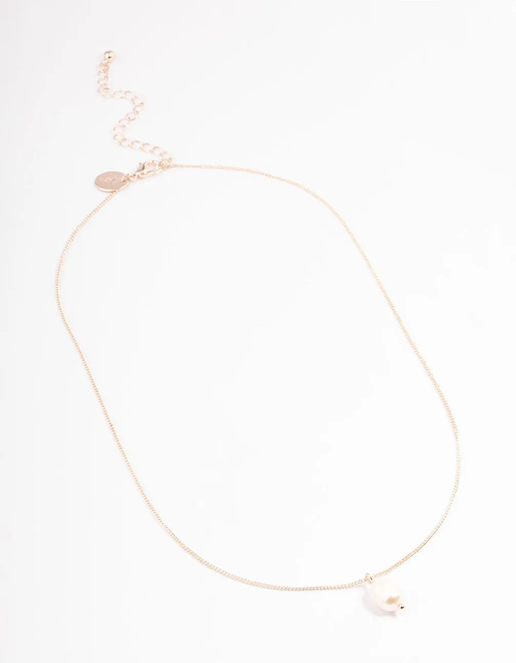 Rose Gold Freshwater Pearl Drop Necklace