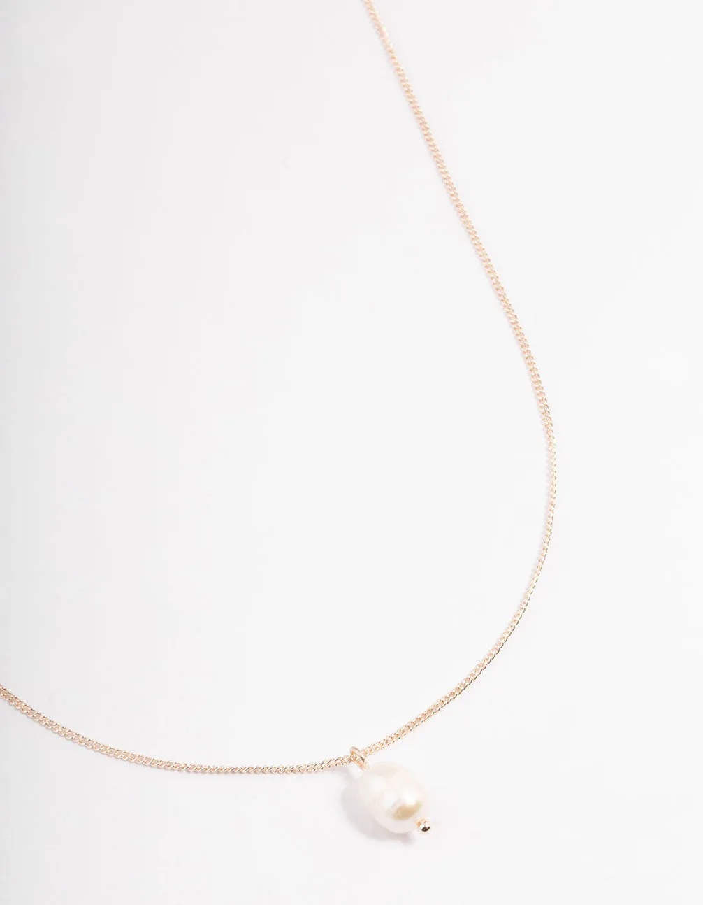 Rose Gold Freshwater Pearl Drop Necklace