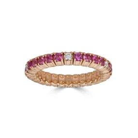 Rose Gold Stretch Eternity Ring with Pink Sapphires