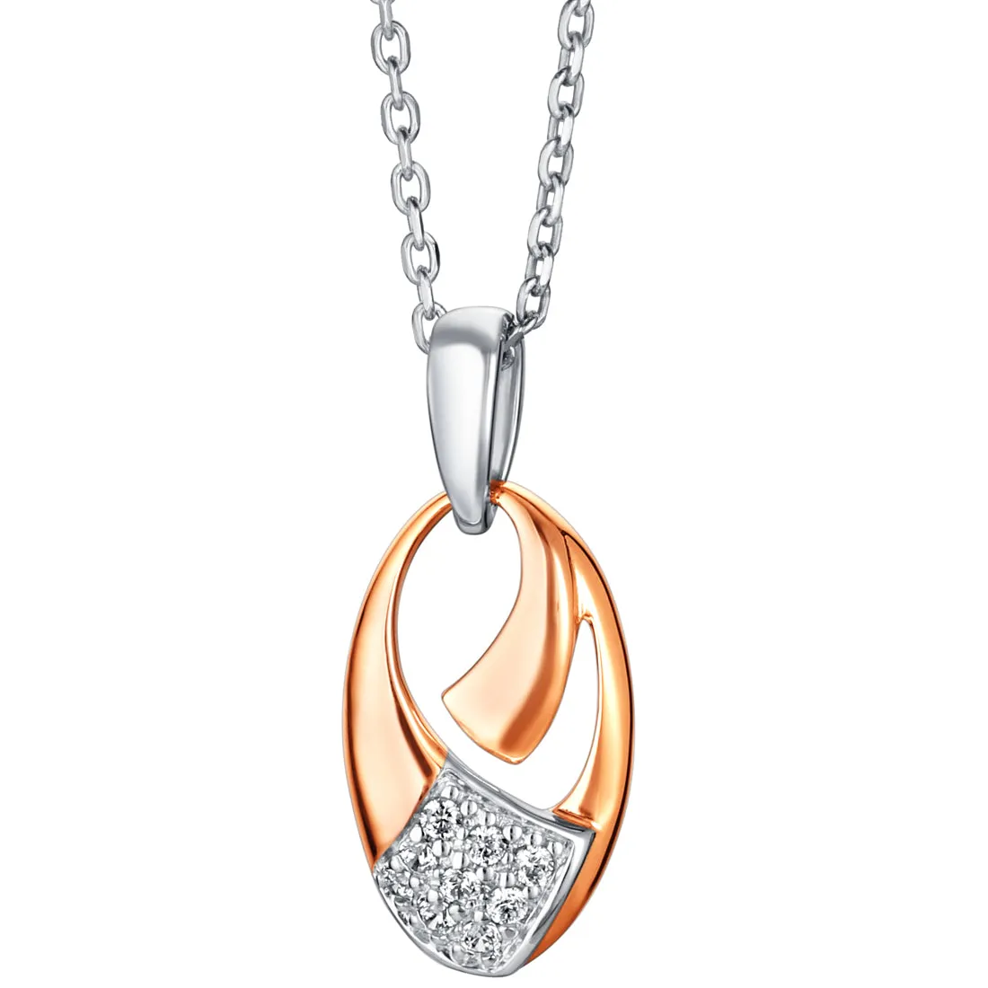 Rose-Tone Sterling Silver Ellipse Pendant