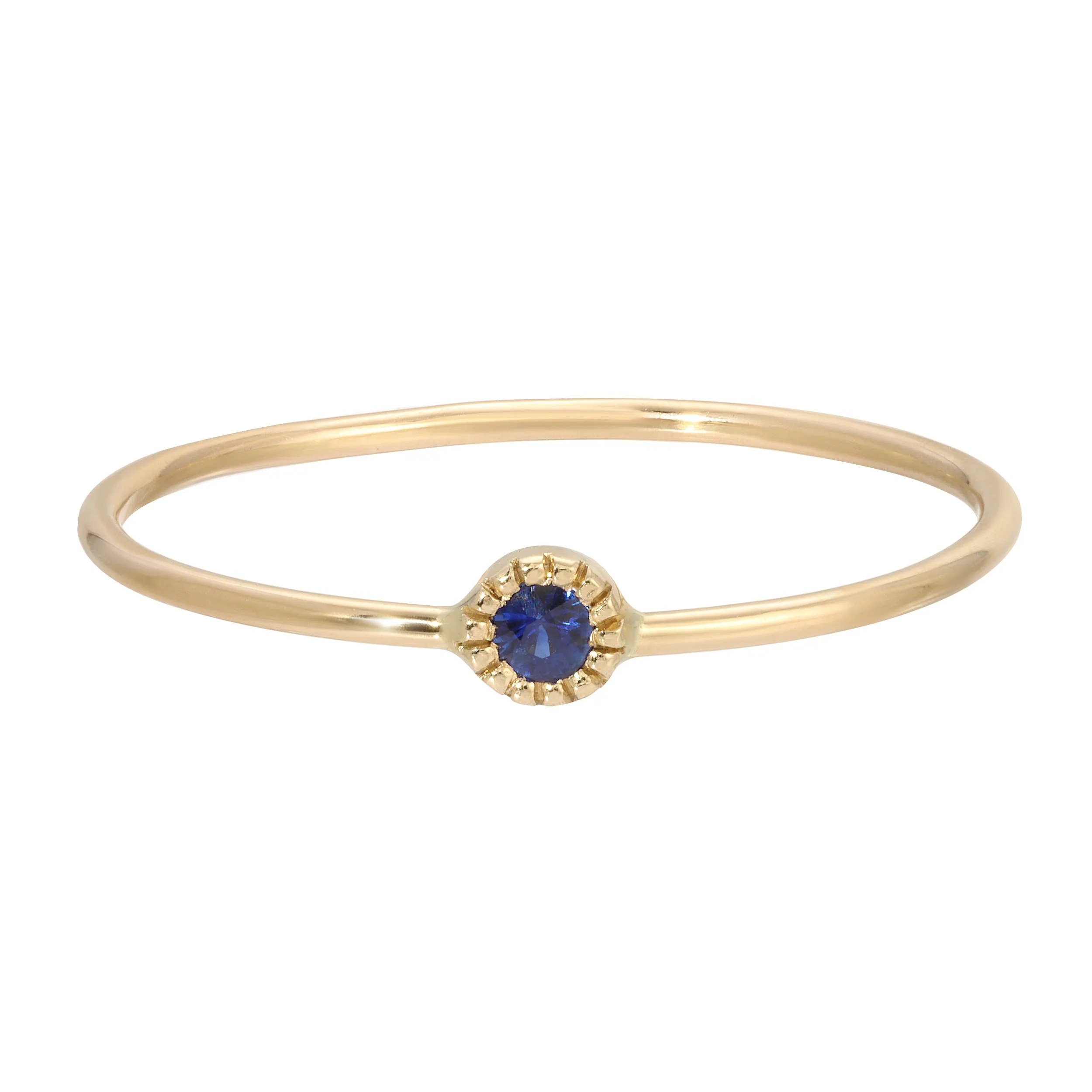 Round Blue Sapphire Moon Drop Ring