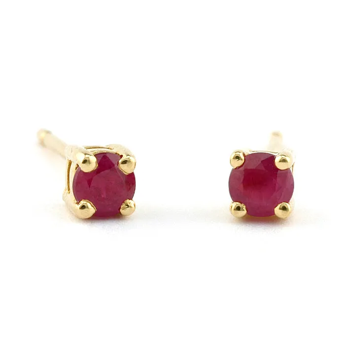 Round Ruby Stud Earrings, 3mm, 18k gold