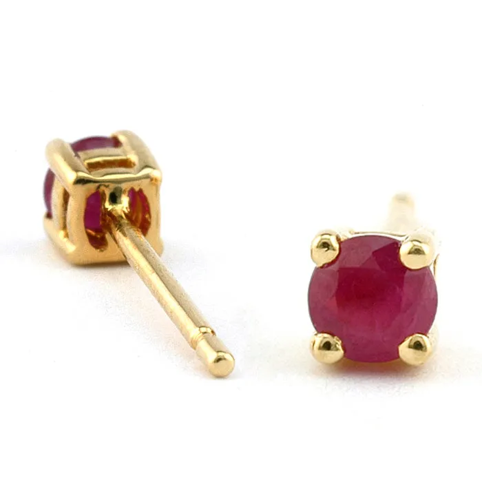 Round Ruby Stud Earrings, 3mm, 18k gold