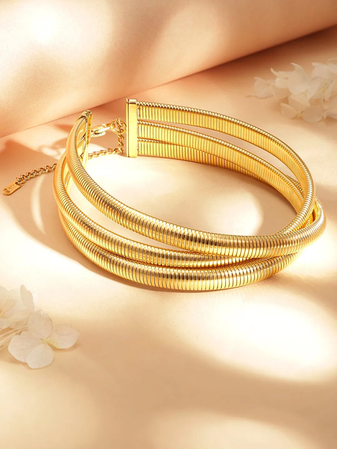 Rubans Voguish 18k Gold plated Tarnish Free water proof stain less steel twisted Choker