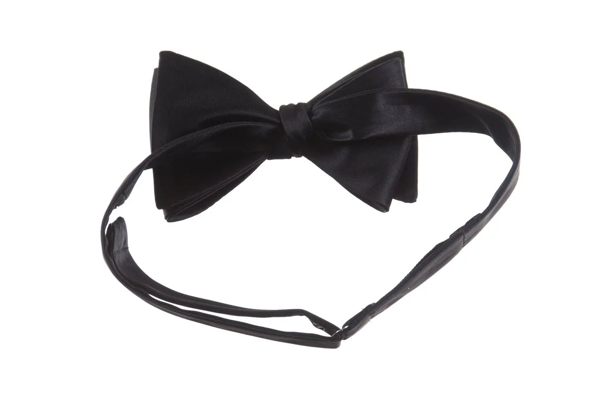 Satin Self Tie Bow Tie with Adjustable Neck Strap for Wedding Prom