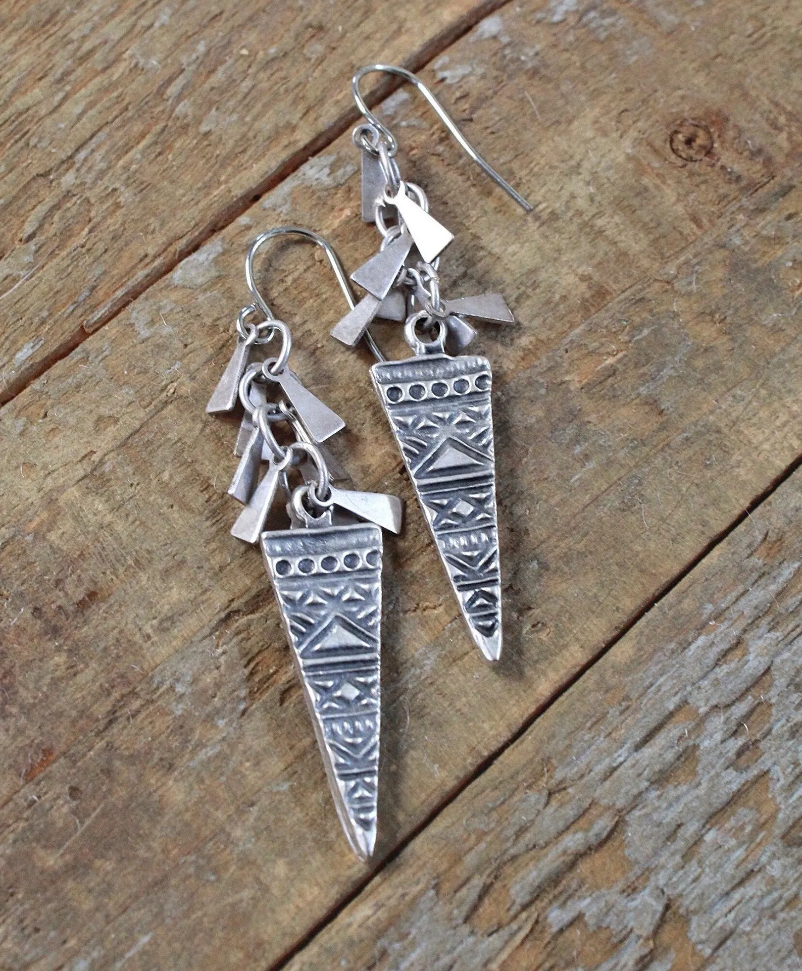 Silver Boho Dangle Earrings, Ethnic Silver Drop Earrings, Silver Boho Jewelry