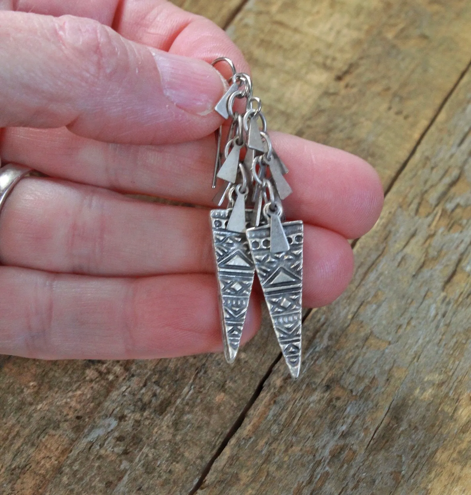 Silver Boho Dangle Earrings, Ethnic Silver Drop Earrings, Silver Boho Jewelry