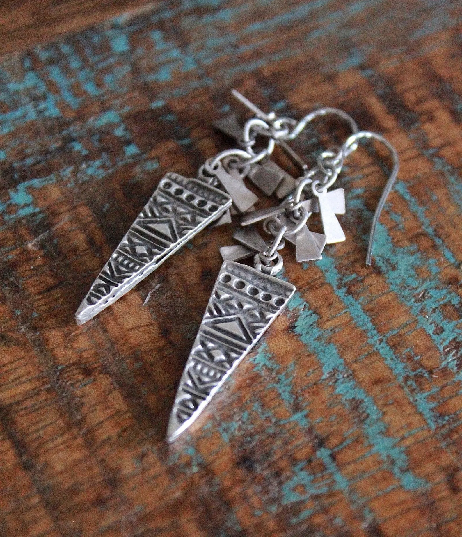 Silver Boho Dangle Earrings, Ethnic Silver Drop Earrings, Silver Boho Jewelry