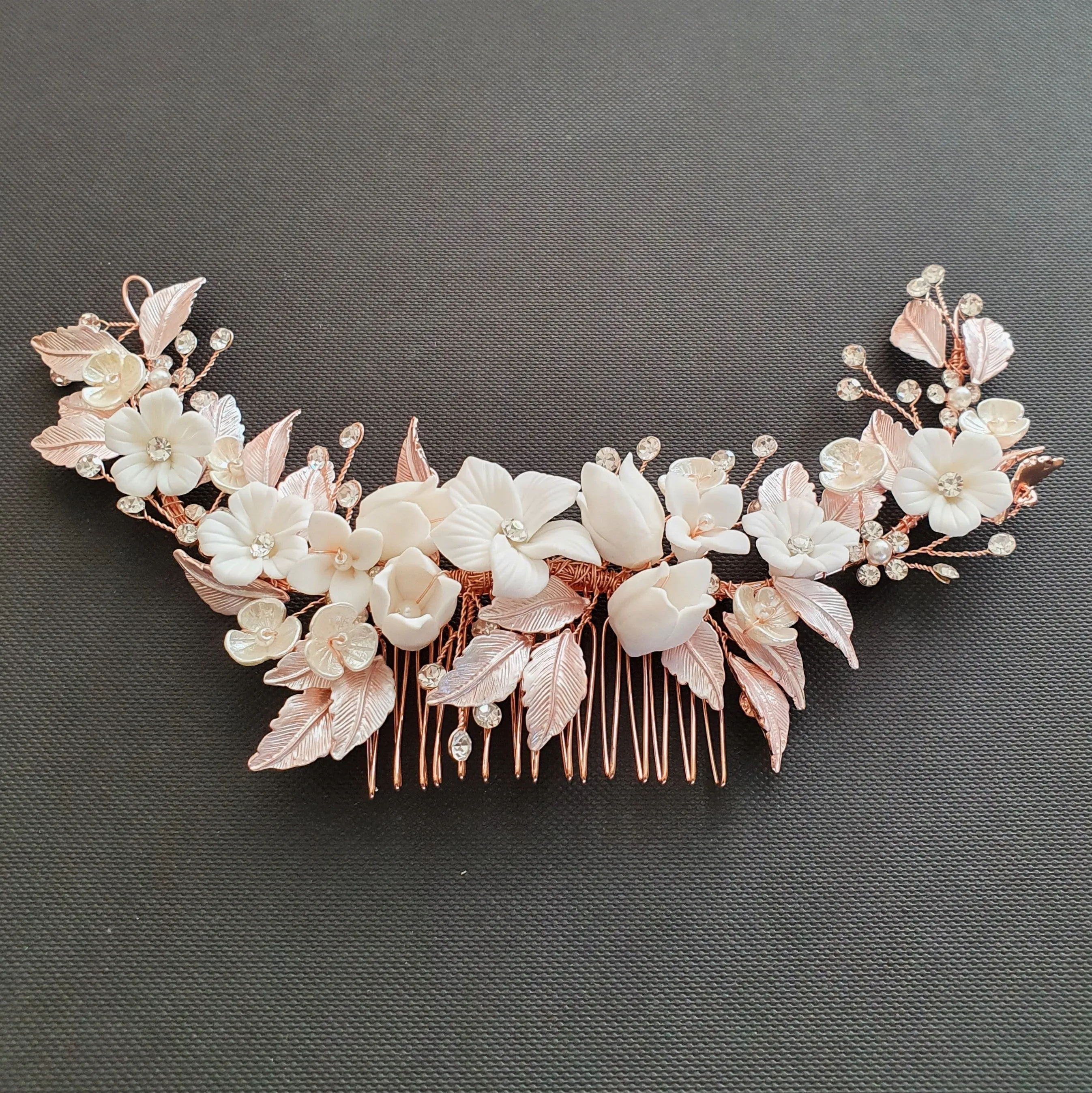 Silver Foral Hair Comb for Brides -Daffodil