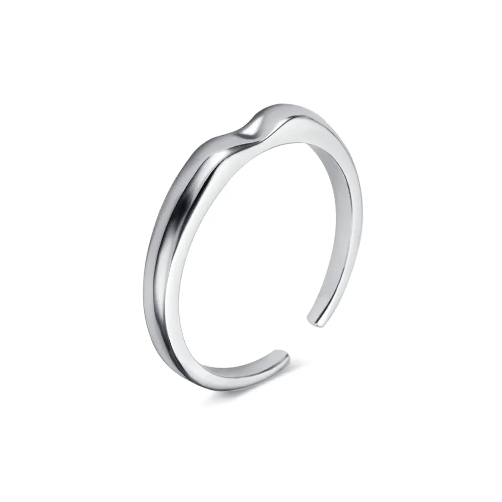 Silver Irregular Geometric Opening Band Ring