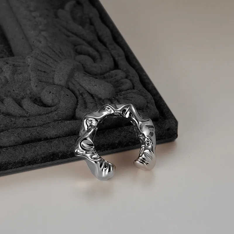 Silver Origami Textured Adjustable Band Ring