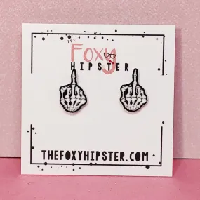 Skeleton Middle Finger Earrings