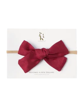 Skylah Pinwheel Linen Bow - Cherry Red