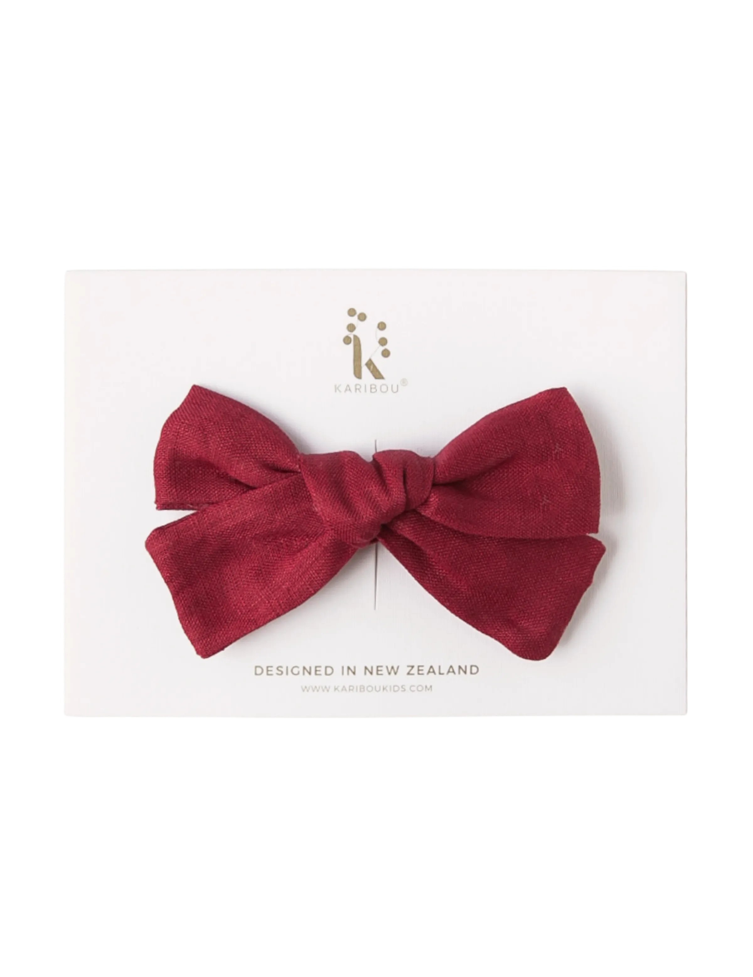 Skylah Pinwheel Linen Bow - Cherry Red