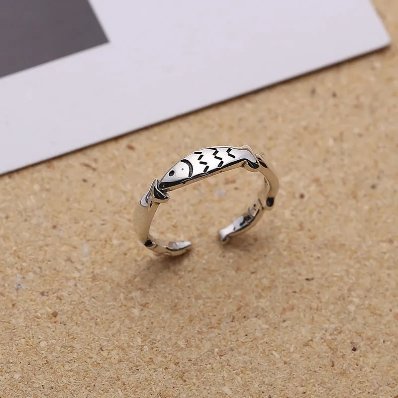 Small Fish Vintage Adjustable Plain Ring