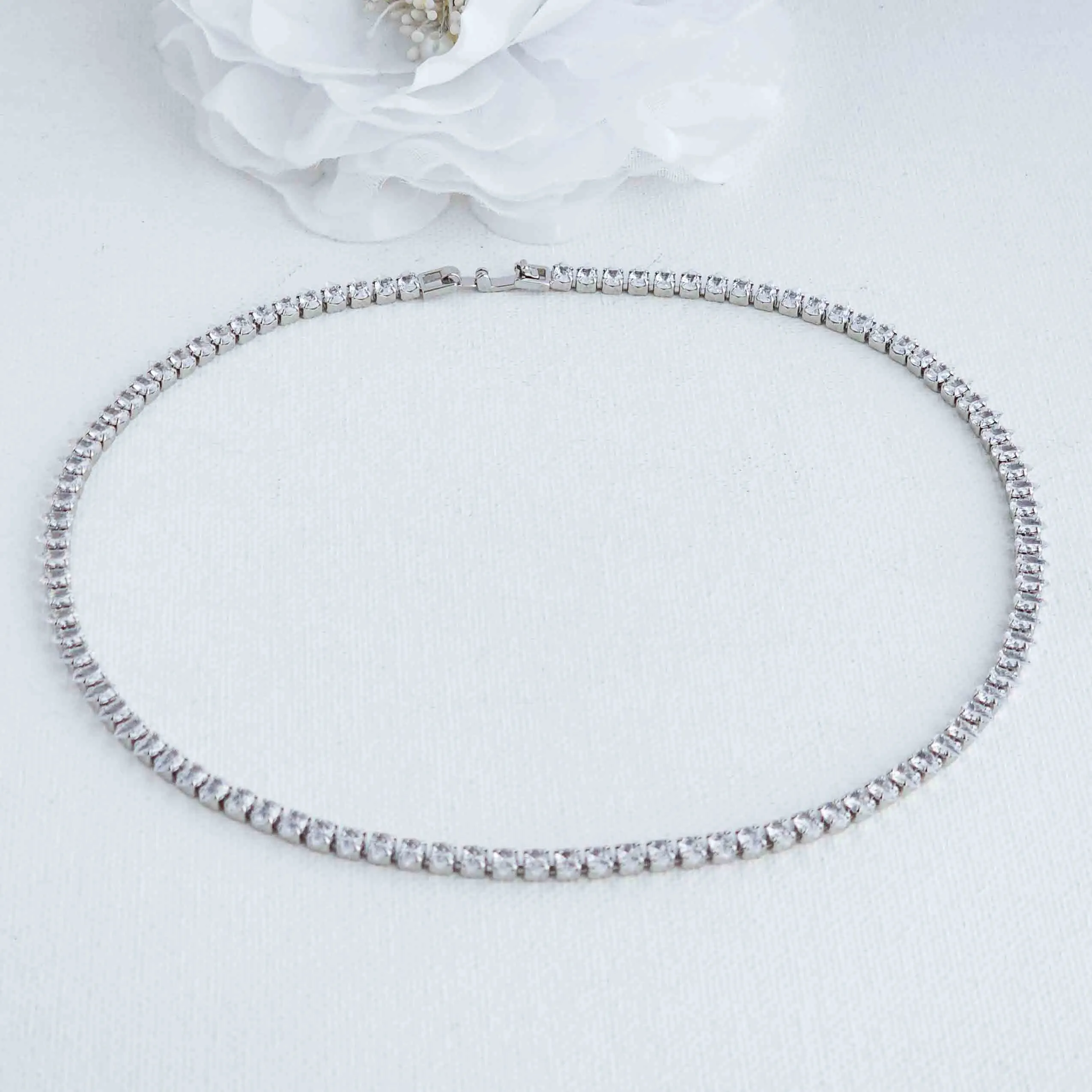 Small Teardrop Tennis Necklace-Tania