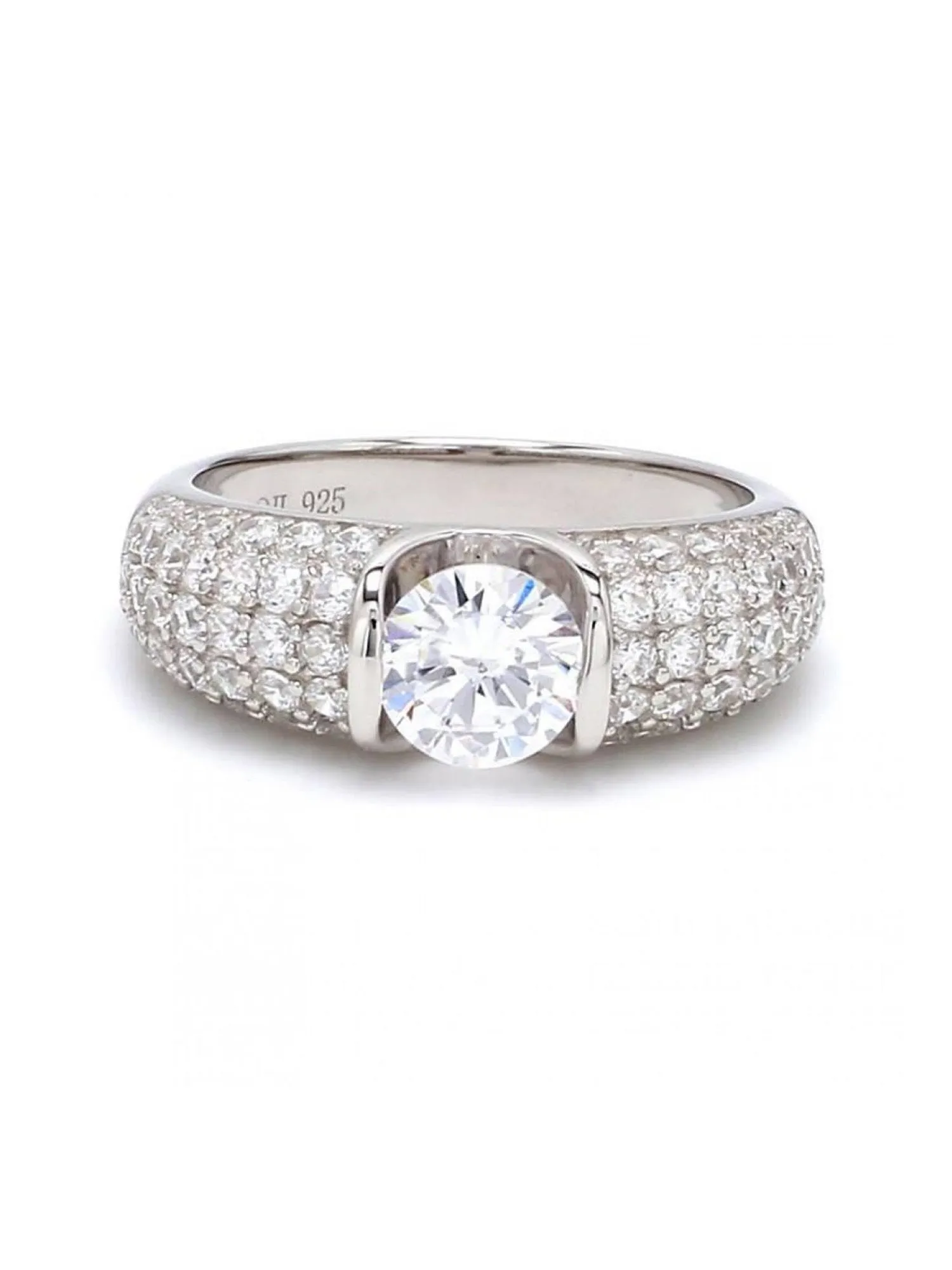 Sparkly 3 Carat Solitaire Band Ring