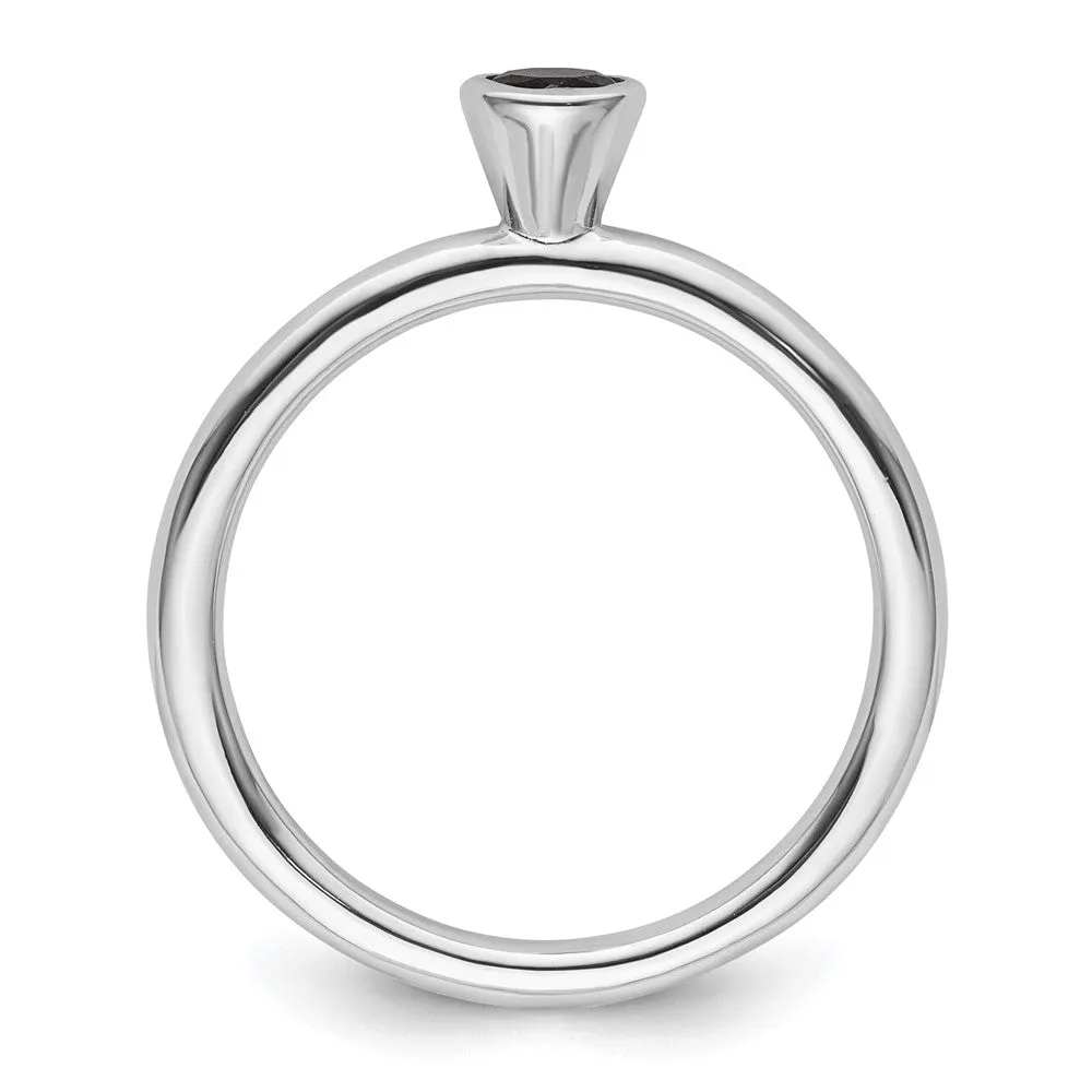 Stackable Expressions High 4mm Round Created Sapphire Ring in Sterling Silver