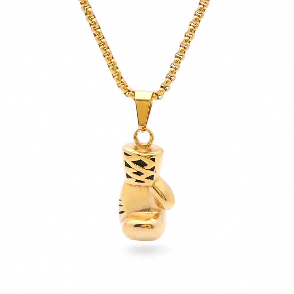 Stainless Steel Boxing Glove Pendant - Gold