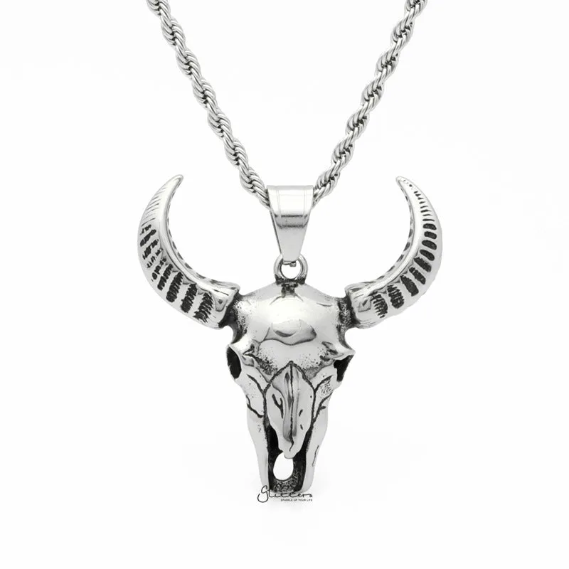 Stainless Steel Buffalo Skull Pendant