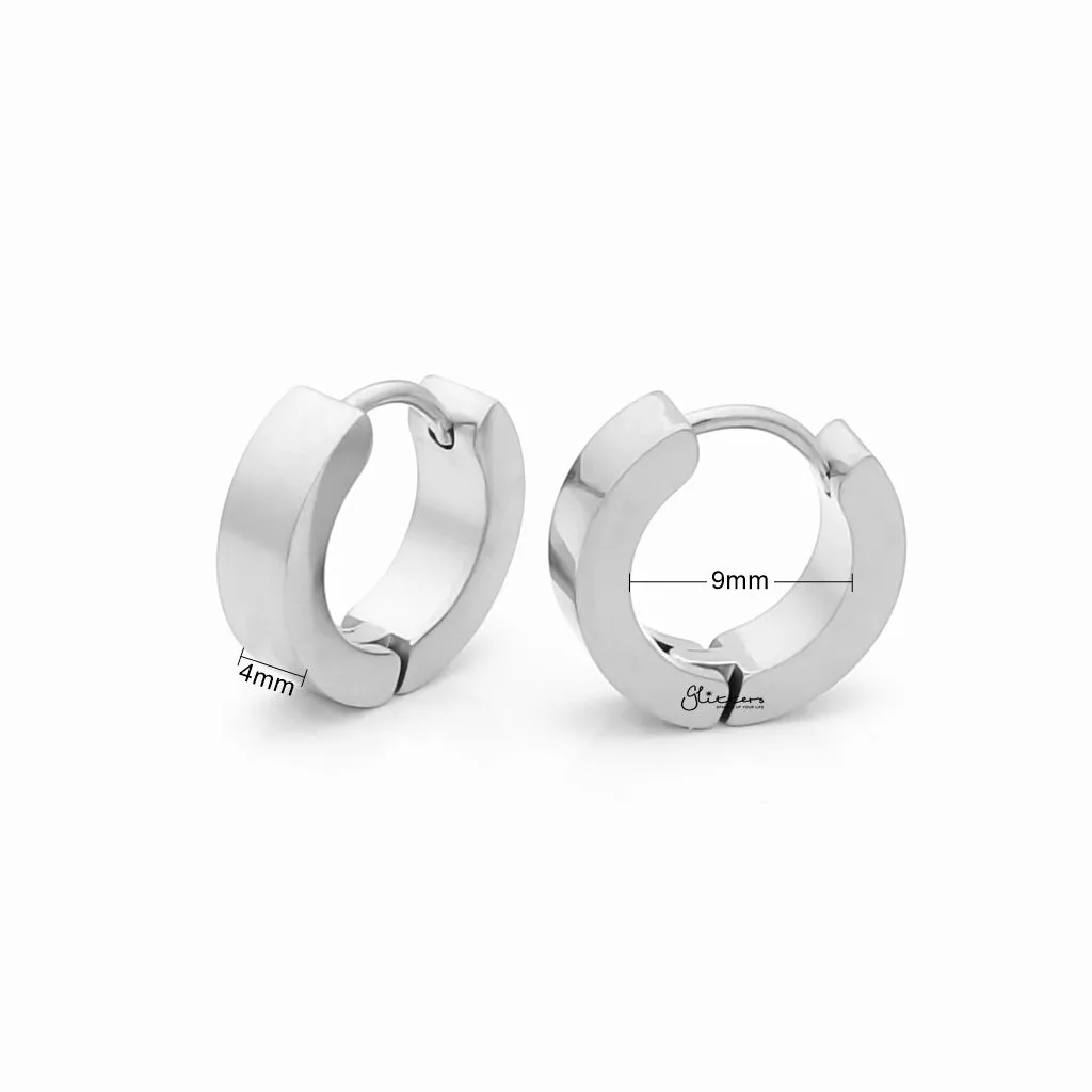 Stainless Steel Huggie Hoop Earrings - Medium