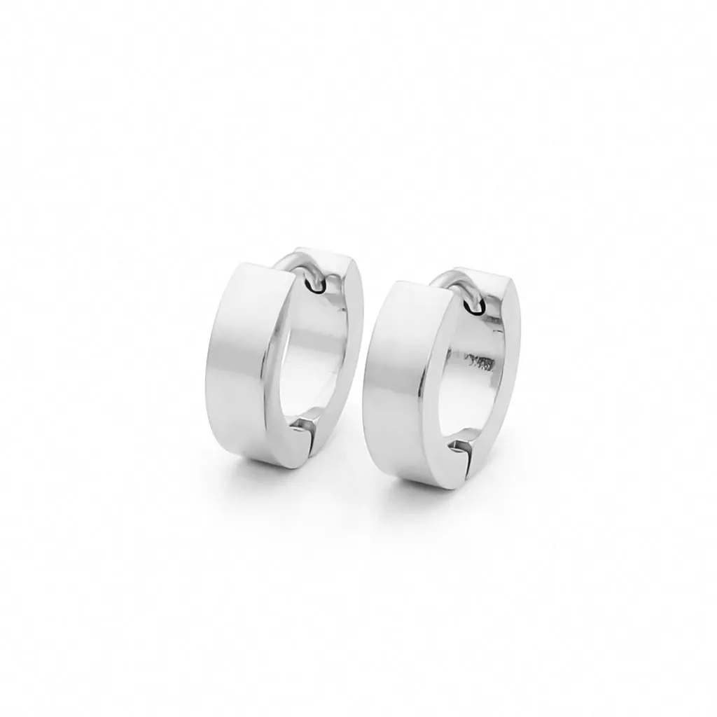 Stainless Steel Huggie Hoop Earrings - Medium