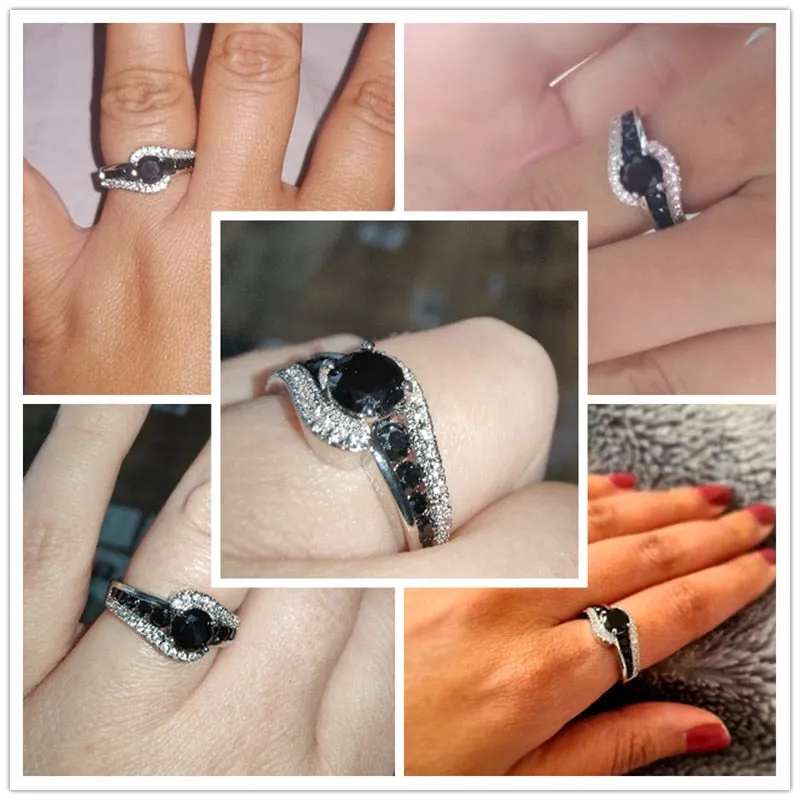 Sterling Silver Created Black Sapphire CZ Ring