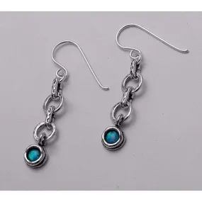 Sterling Silver earrings, Blue opal silver earrings, Dangling  silver earrings