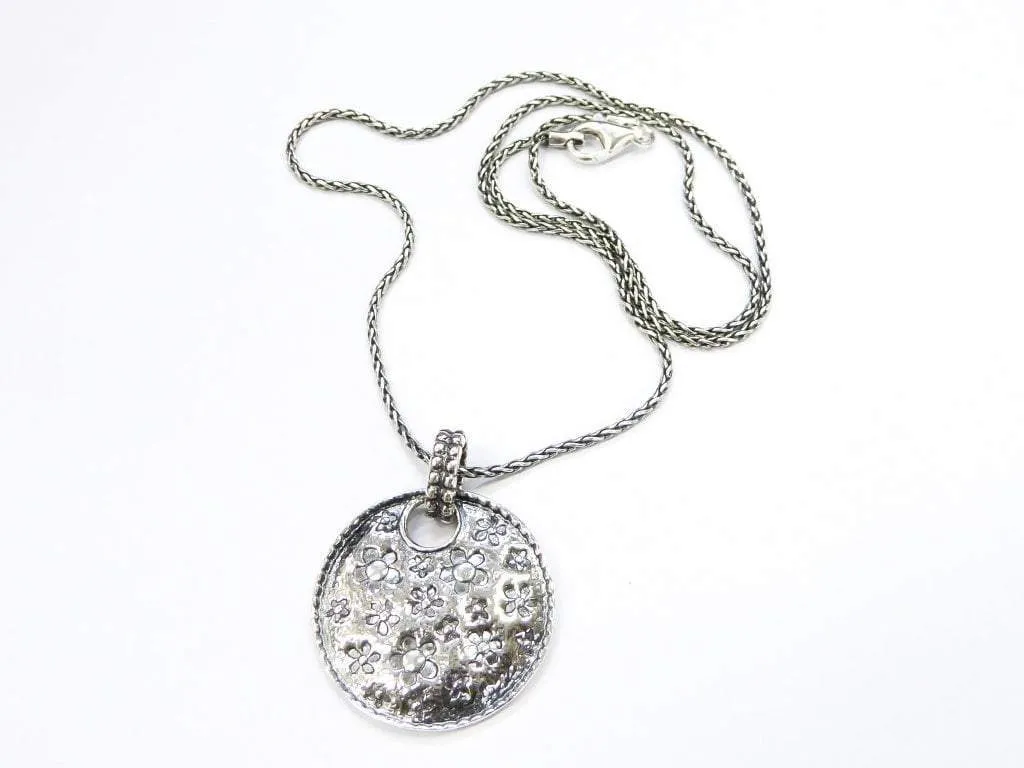 Sterling Silver necklace handmade silver jewelry elegant silver necklace. Floral necklace.